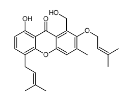 8-Hydroxy-1-hydroxymethyl-3-methyl-5-(3-methyl-2-butenyl)-2-[(3-methyl-2-butenyl)oxy]-9H-xanthen-9-one结构式