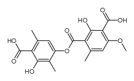 2-Hydroxy-4-methoxy-6-methyl-1,3-benzenedicarboxylic acid 1-(4-carboxy-3-hydroxy-2,5-dimethylphenyl) ester结构式