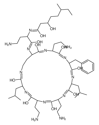 N2-[N2-(3-Hydroxy-6-methyl-1-oxooctyl)-D-DAB-]cyclo[L-DAB*-L-DAB-D-Phe-L-Leu-L-DAB-L-DAB-L-Leu-] structure