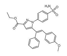 1-(p-sulfamylphenyl)-3-ethoxycarbonyl-5-(α-phenyl-p-methoxystyryl)pyrazole结构式