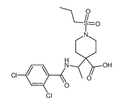 4-[1-(2,4-Dichloro-benzoylamino)-ethyl]-1-(propane-1-sulfonyl)-piperidine-4-carboxylic acid Structure