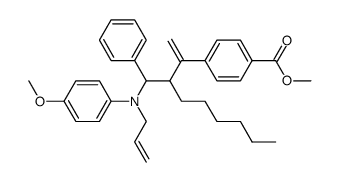 N-p-methoxyphenyl-N-allyl-2-(1-hexyl)-3-(p-methoxycarbonylphenyl)-1-phenyl-3-butenamine结构式