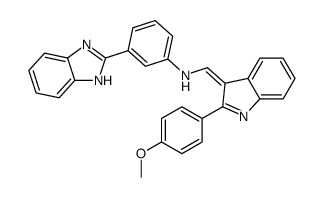 3-(1H-benzimidazol-2-yl)-N-[(E)-[2-(4-methoxyphenyl)indol-3-ylidene]methyl]aniline结构式